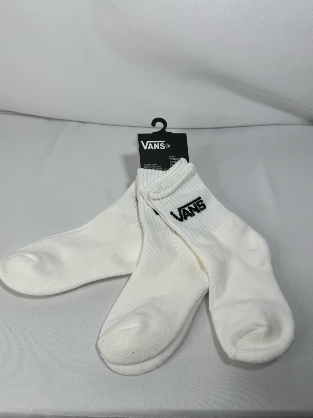 Vans White Ankle Crew Socks with Black Logo